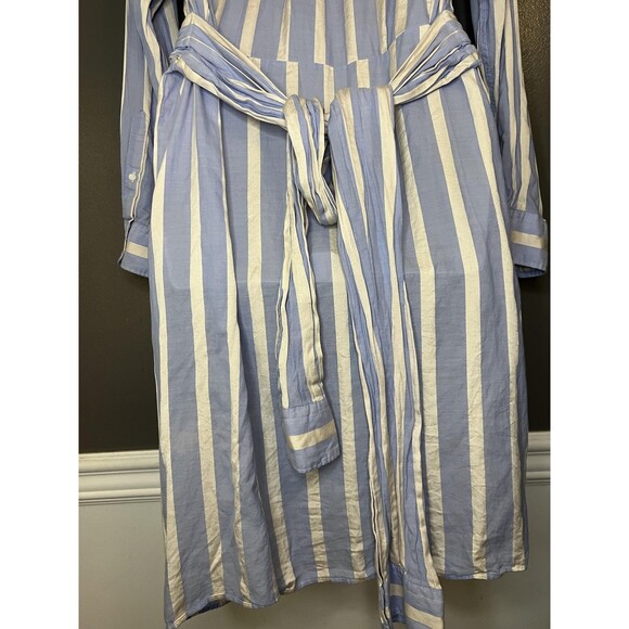 GANT Rugger Shirt Dress Womens Large Blue White Striped Belted Button Front - Picture 11 of 15